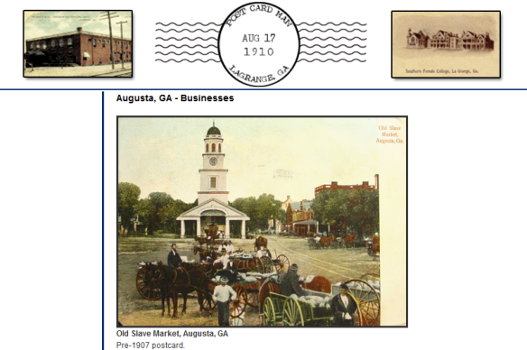 Old Slave Market in Augusta on postcard